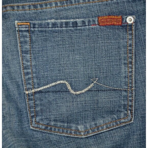 Ladies Seven for All Mankind Wide Leg Crop Vintage Dojo Jeans Size 32 Light Wash - Picture 6 of 12